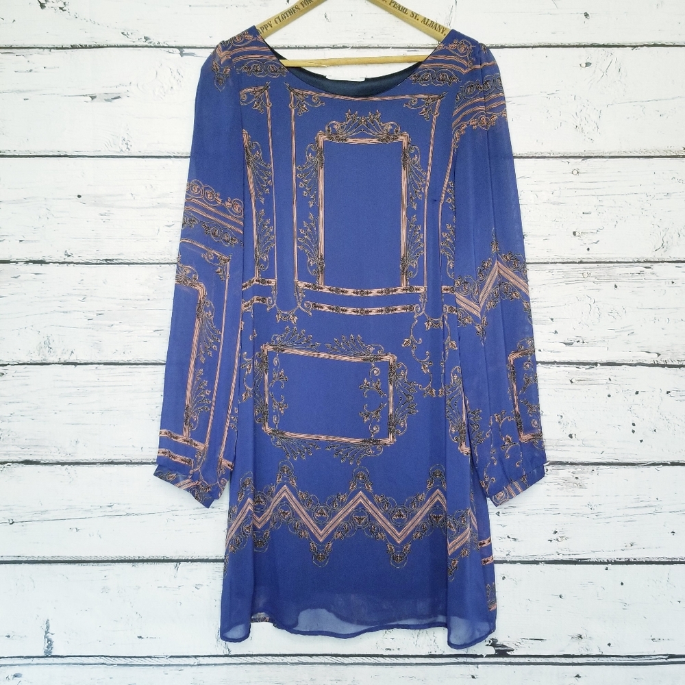 Ezra Blue and Pink Shift Dress - Picture 3 of 8